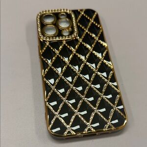Luxury Black and Gold IPhone 15 Promax Case